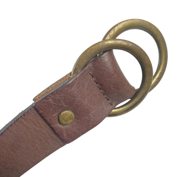 Distressed Leather Generic Double-O-Ring belt in Vintage Brown Size 30 - Picture 2 of 6